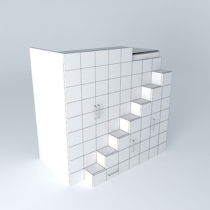 bunk bed with drawers and closet bunk bed with drawers and cl... Free 3D model_4
