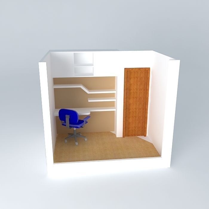 dineaorkut room with desk and chair Free 3D model_2