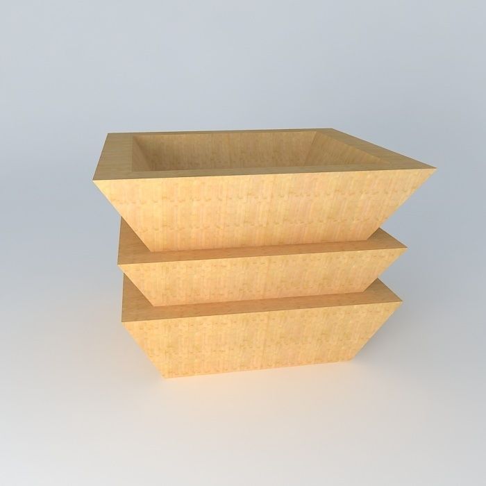 three wooden boxes Free 3D model_2