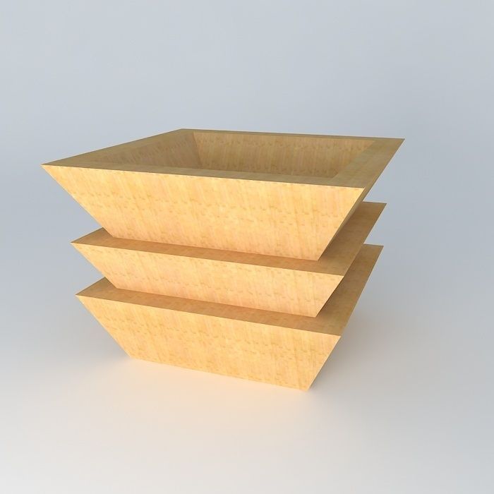 three wooden boxes Free 3D model_1