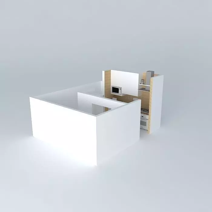 luorkut apartment with kitchen and living room Free 3D model_0