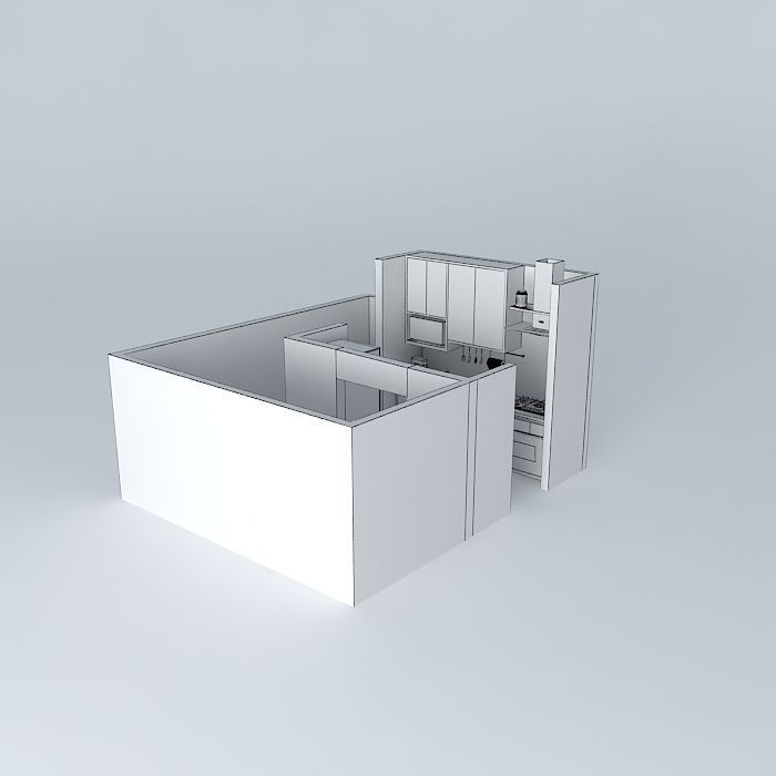 luorkut apartment with kitchen and living room Free 3D model_3