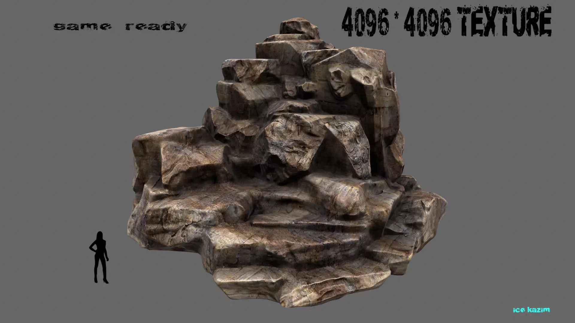 mountain rock formation Low-poly 3D model_0