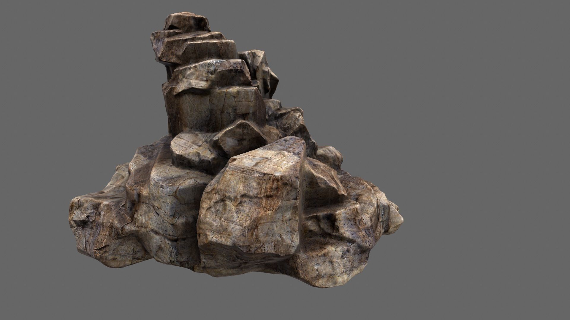 mountain rock formation Low-poly 3D model_4