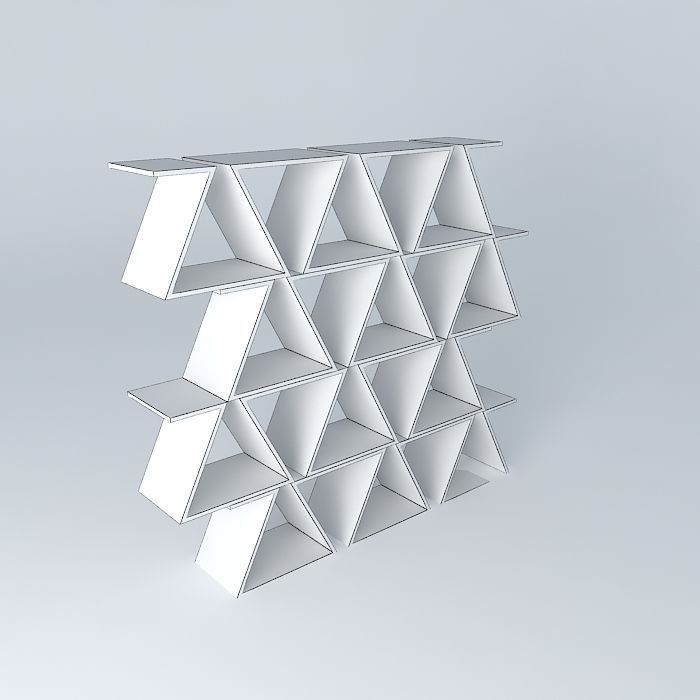 Zig Zag bookshelf, saw estante zig Free 3D model_3