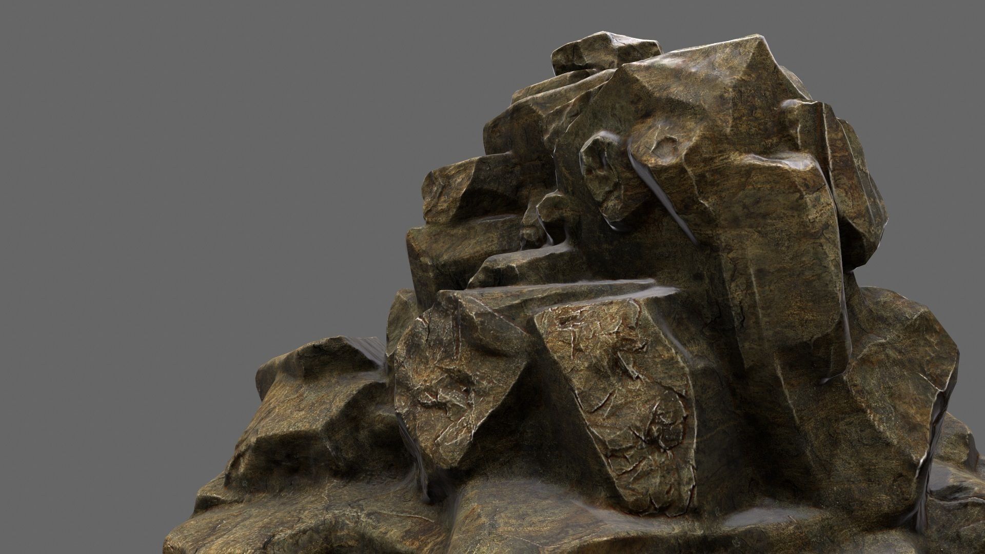 mountain rock Low-poly 3D model_8