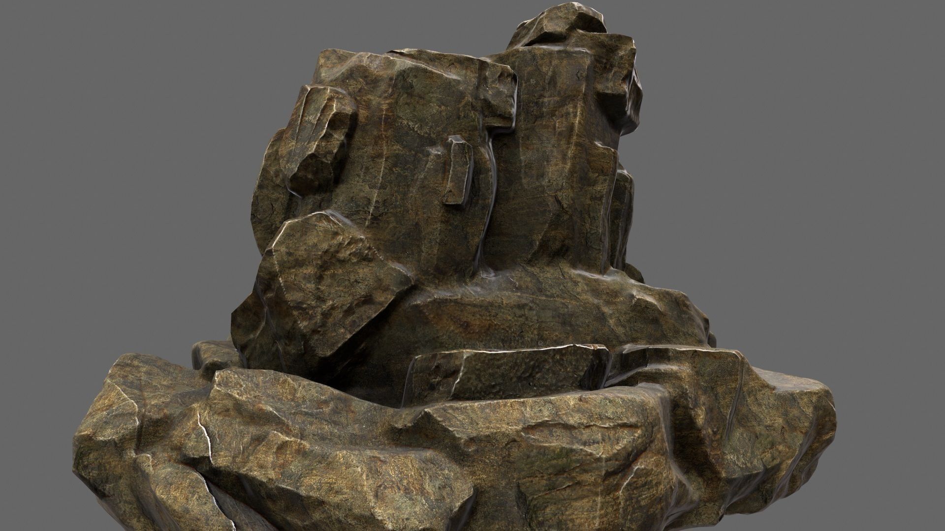 mountain rock Low-poly 3D model_4