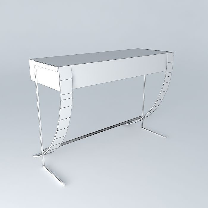 desk desk modern console table with two drawers Free 3D model_4