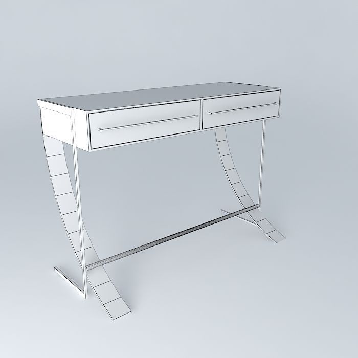 desk desk modern console table with two drawers Free 3D model_3