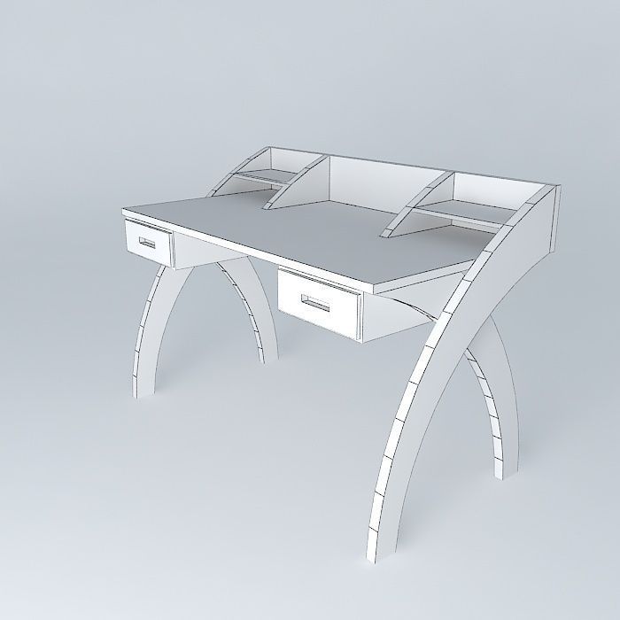 desk desk wooden bench with arched top Free 3D model_4