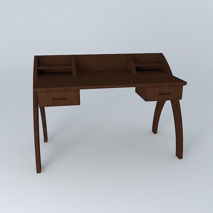 desk desk wooden bench with arched top Free 3D model_2
