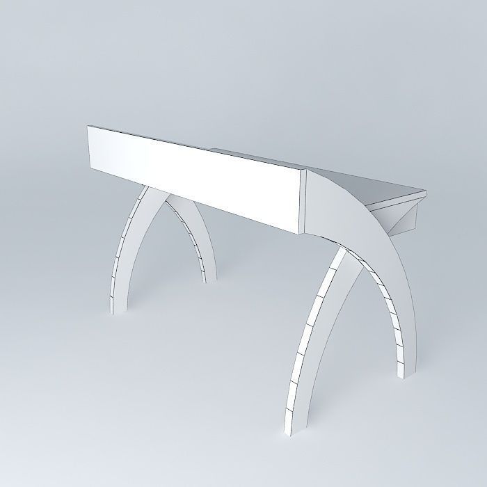 desk desk wooden bench with arched top Free 3D model_3