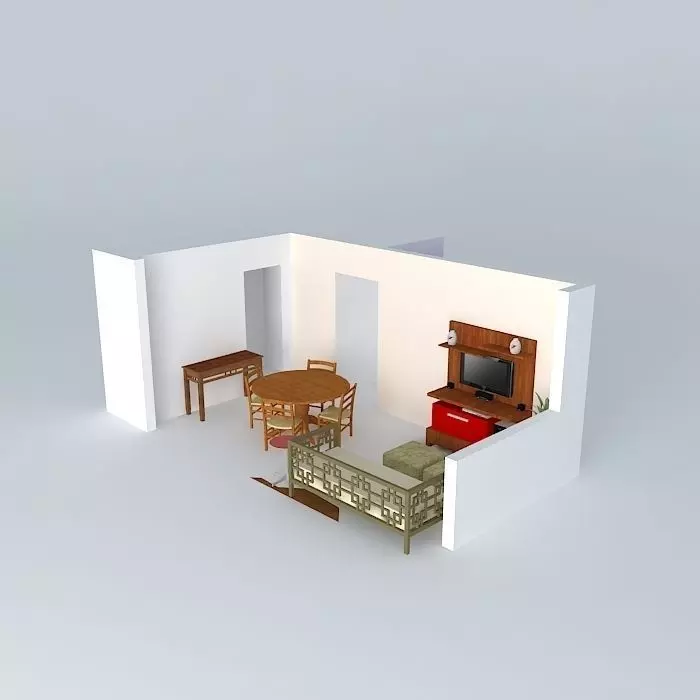 daniorkut living room with table and chairs Free 3D model_0