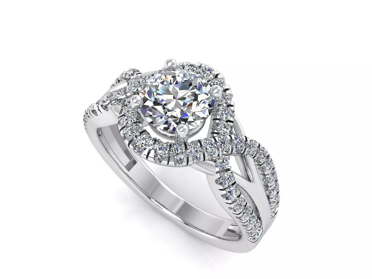 F halo diamond engagement ring 3D print model_0