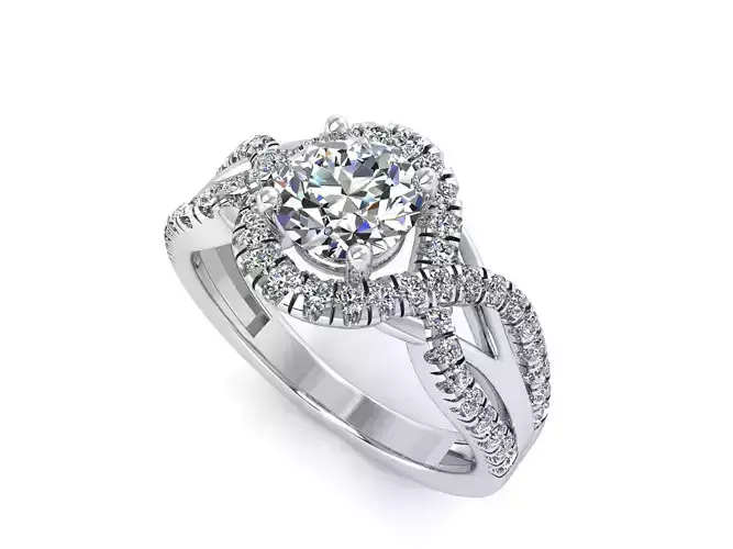 F halo diamond engagement ring
