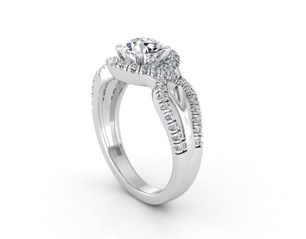 F halo diamond engagement ring 3D print model_1