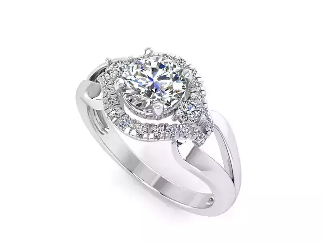 F halo diamond engagement ring gold