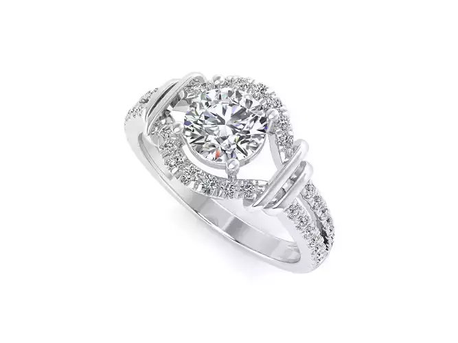 F round diamond engagement ring gold