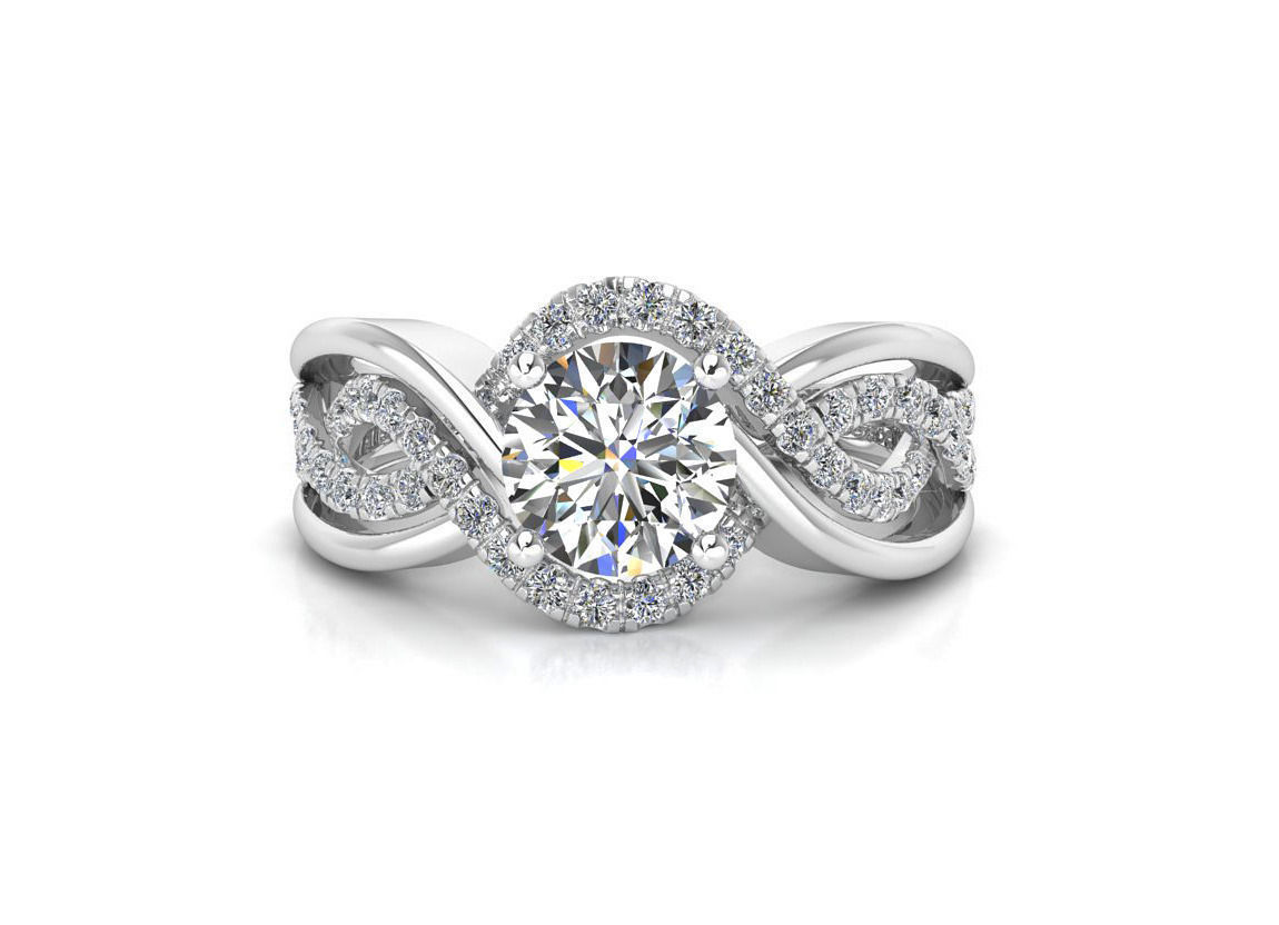 F-011 diamond engagement ring gold 3D print model_2