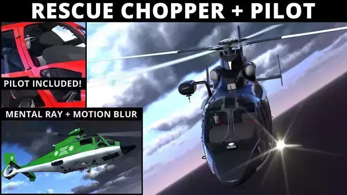 RESCUE HELICOPTER and PILOT 3D model