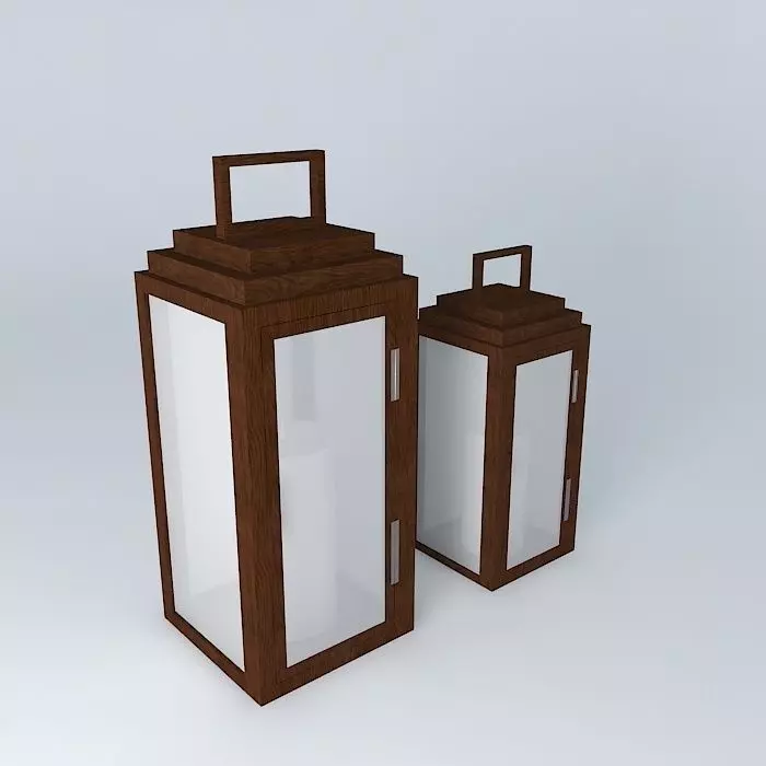 wooden lantern wooden lantern ornament garden Free 3D model