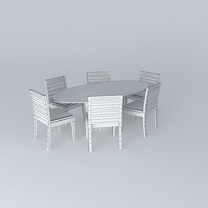 table and chaiirs table and chairs Free 3D model_4