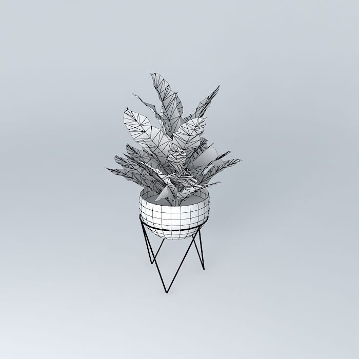 West Elm Iris Planter and Chevron Stand Free 3D model_3