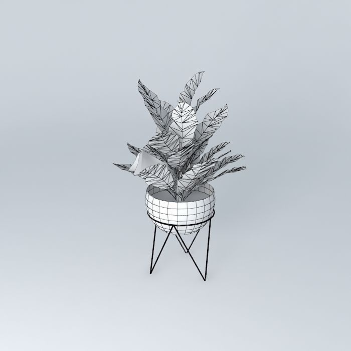 West Elm Iris Planter and Chevron Stand Free 3D model_4