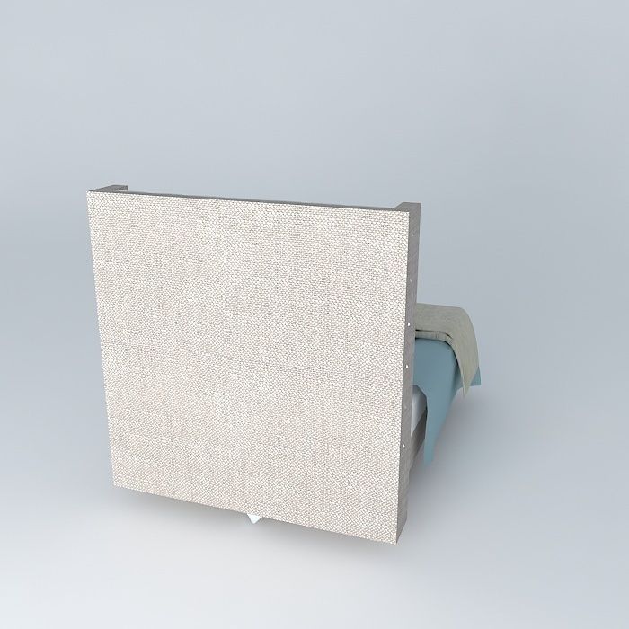 ADLER TUFTED FABRIC PLATFORM BED WITHOUT FOOTBOARD Free 3D model_1