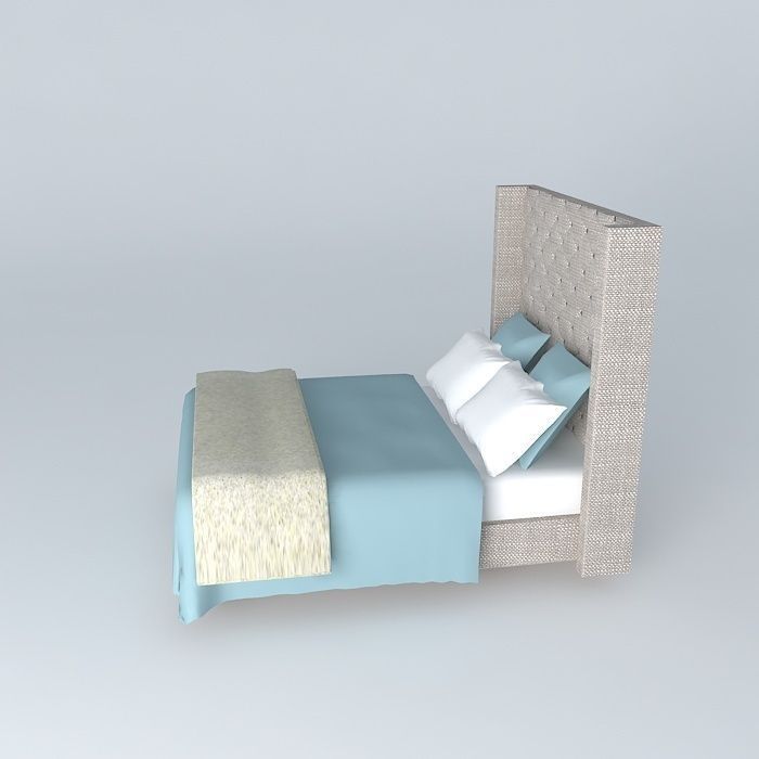 ADLER TUFTED FABRIC PLATFORM BED WITHOUT FOOTBOARD Free 3D model_2