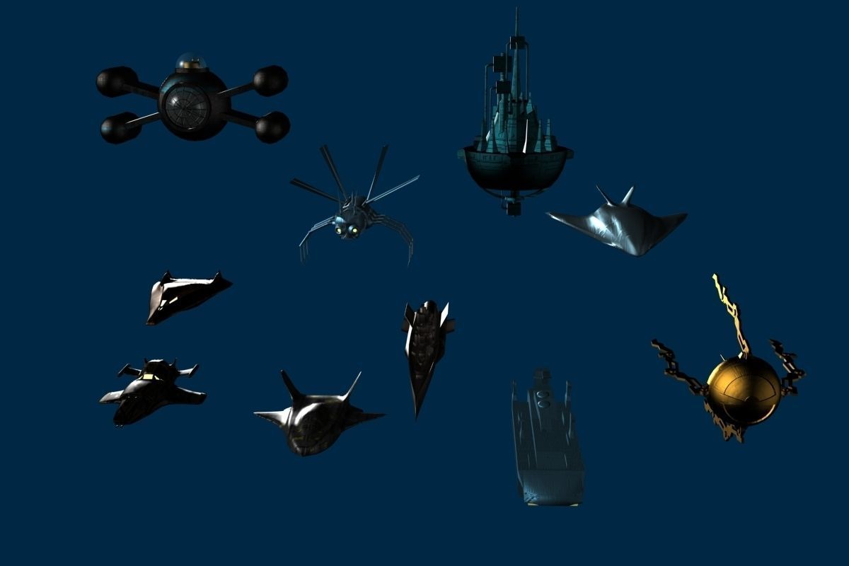 10 Low Poly spacecrafts Low-poly 3D model_2