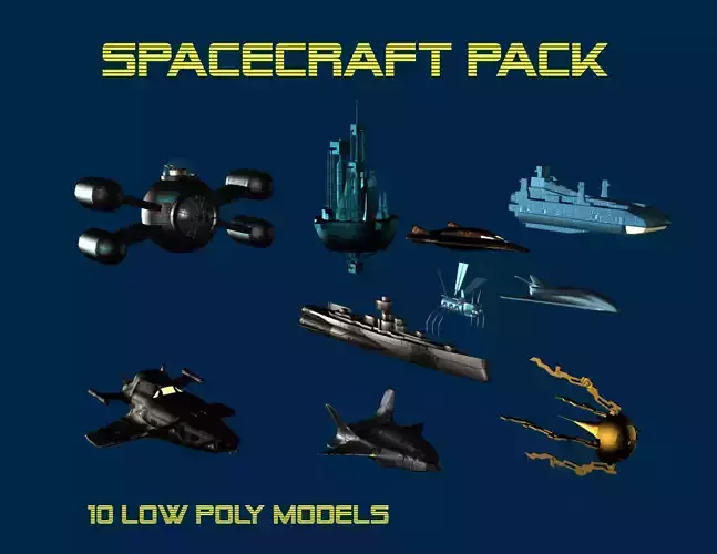 10 Low Poly spacecrafts Low-poly 3D model