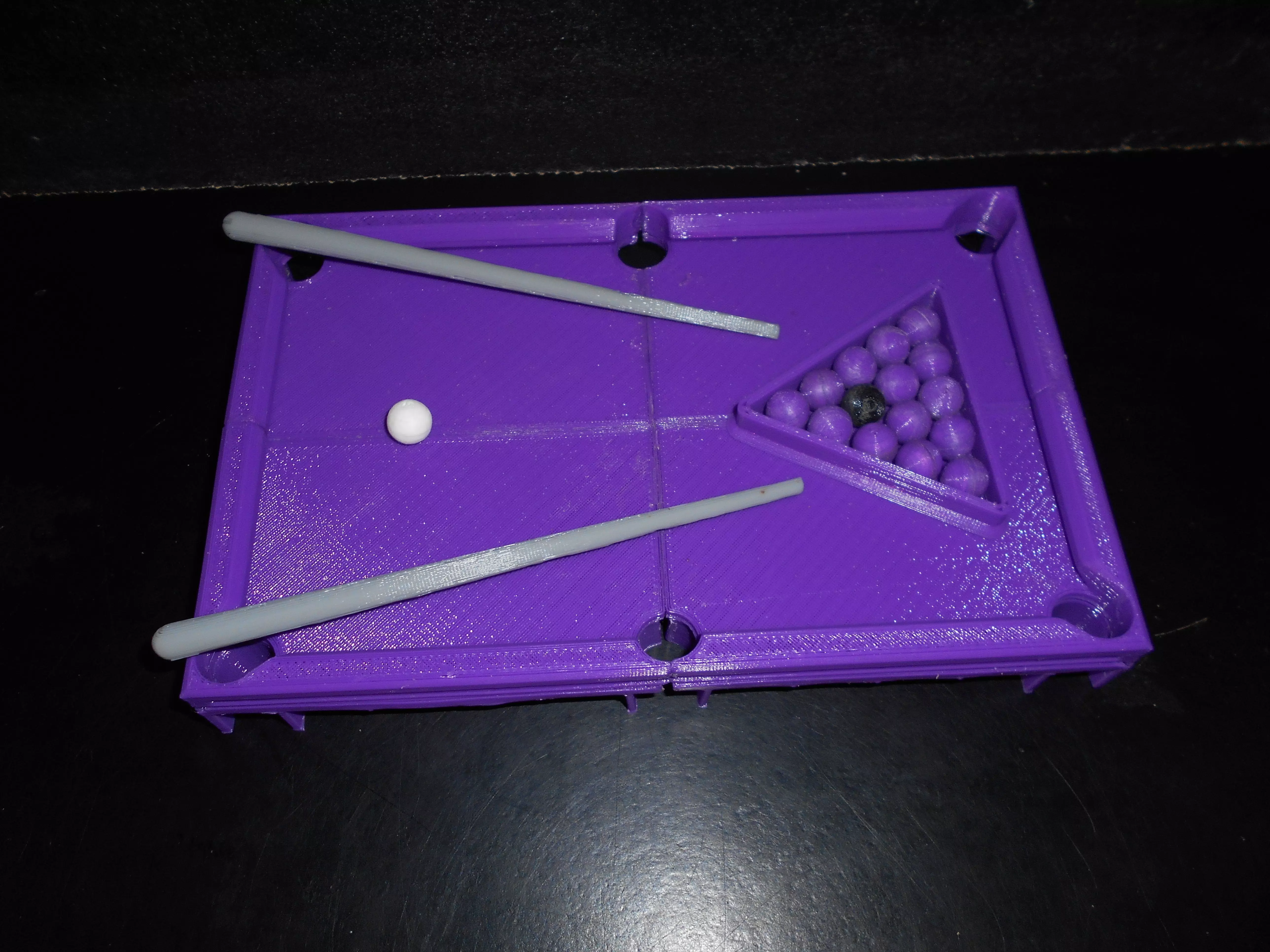 Billaragage billiards table with plastic balls and sticks 3D print model_0