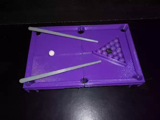 Billaragage billiards table with plastic balls and sticks 3D print model