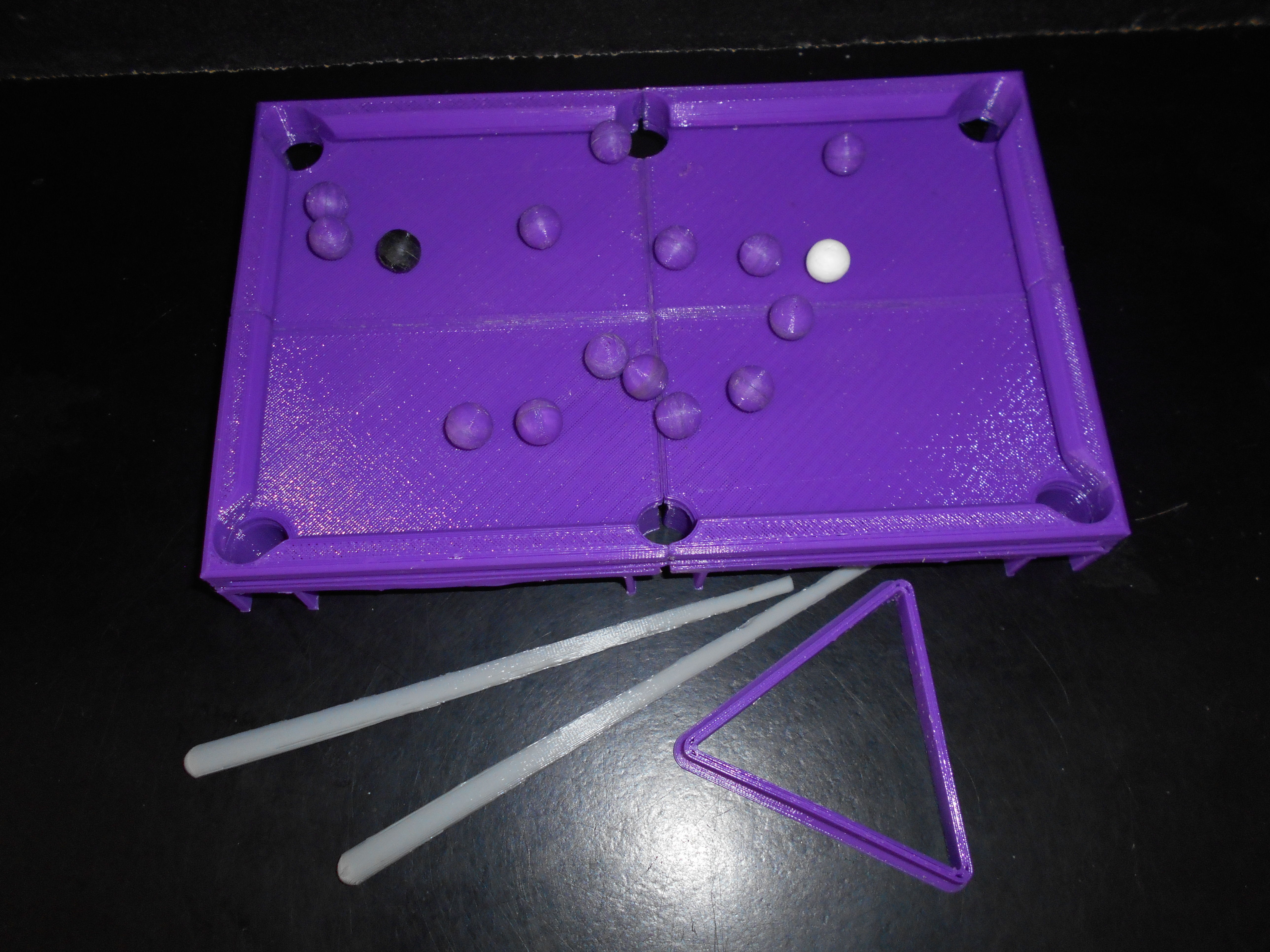 Billaragage billiards table with plastic balls and sticks 3D print model_1