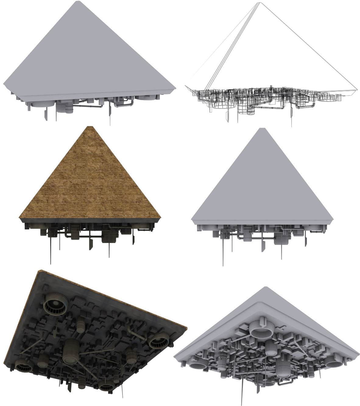 Giza pyramid spaceship Low-poly 3D model_1