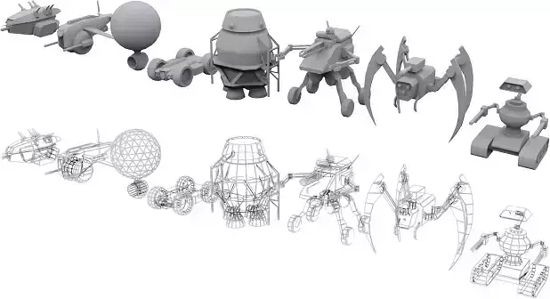 Pod and Drones - low poly