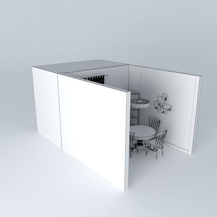 paulaorkut room with table and chairs Free 3D model_3