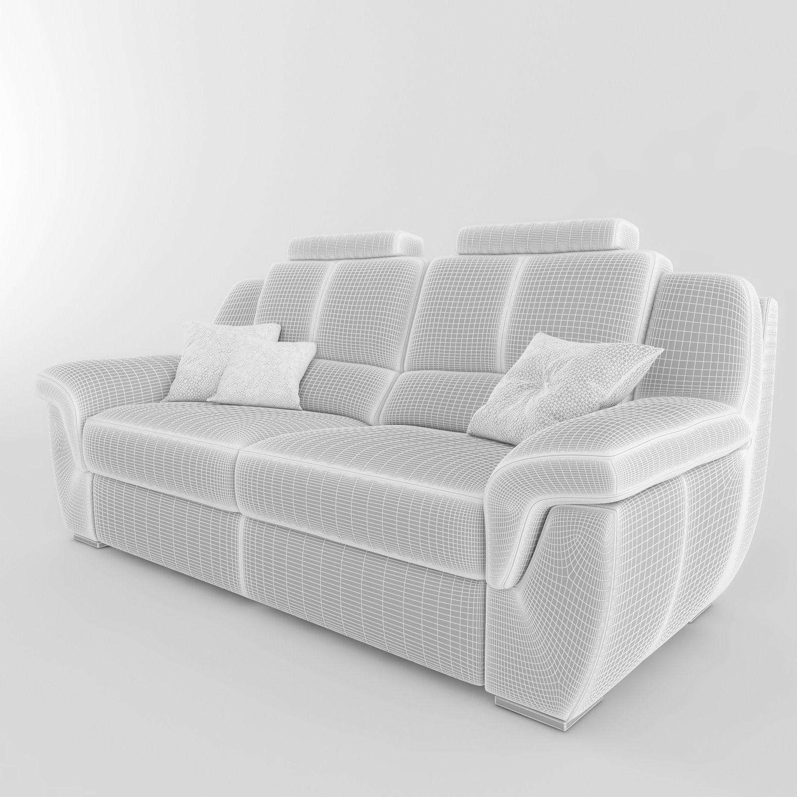 Sofa leather with pillows 3D model_5