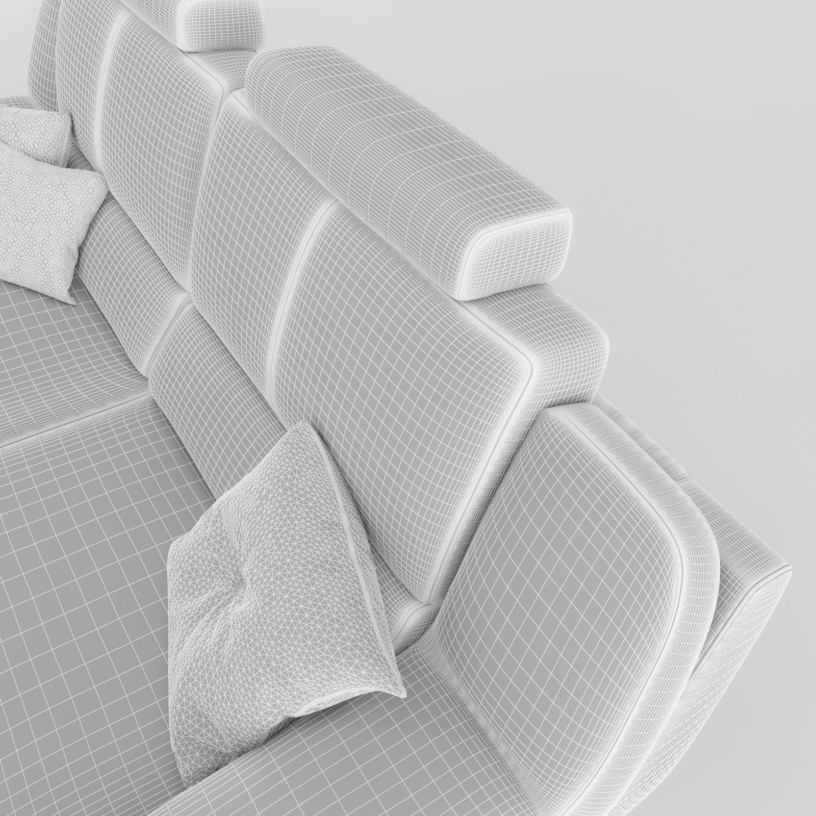 Sofa leather with pillows 3D model_9
