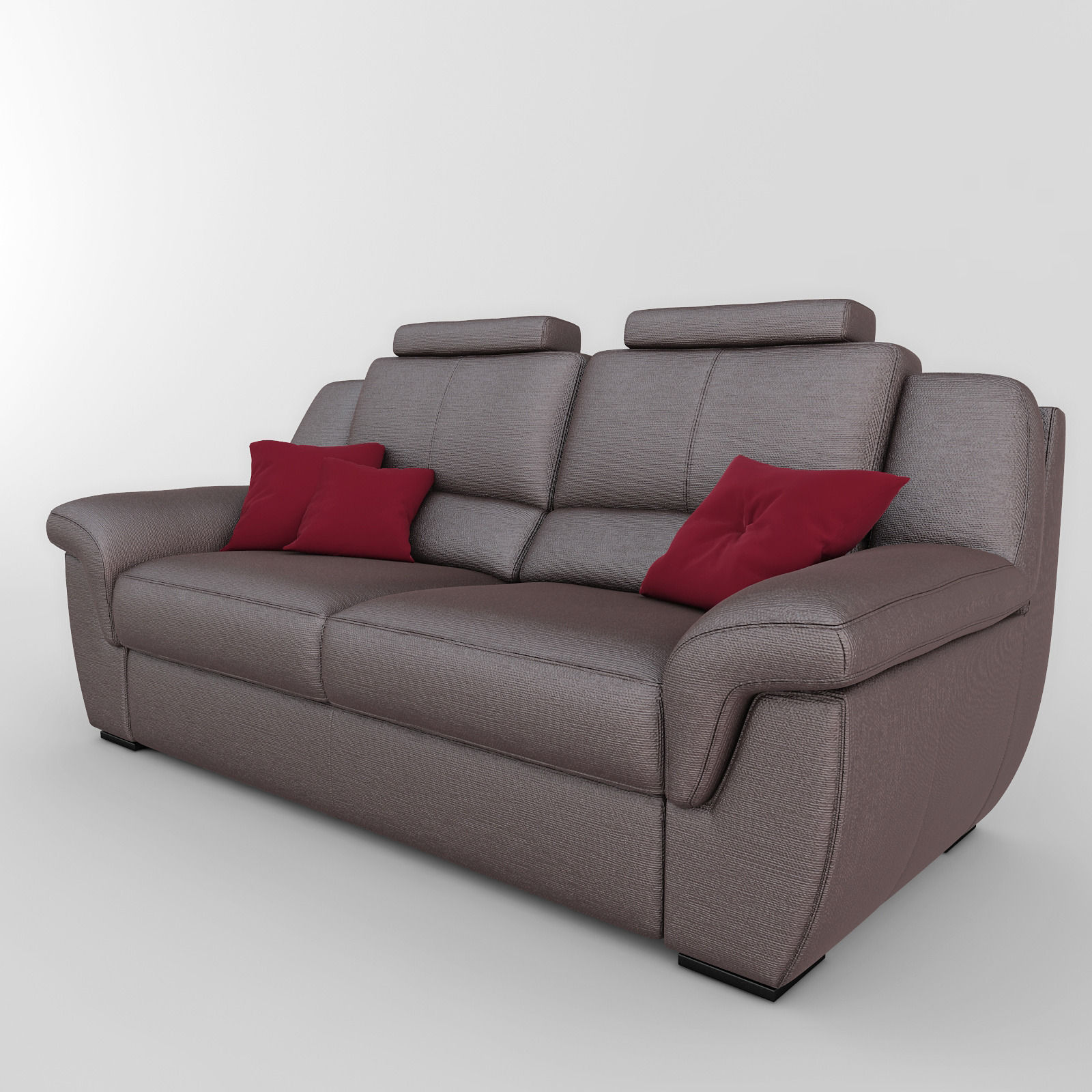 Sofa leather with pillows 3D model_4