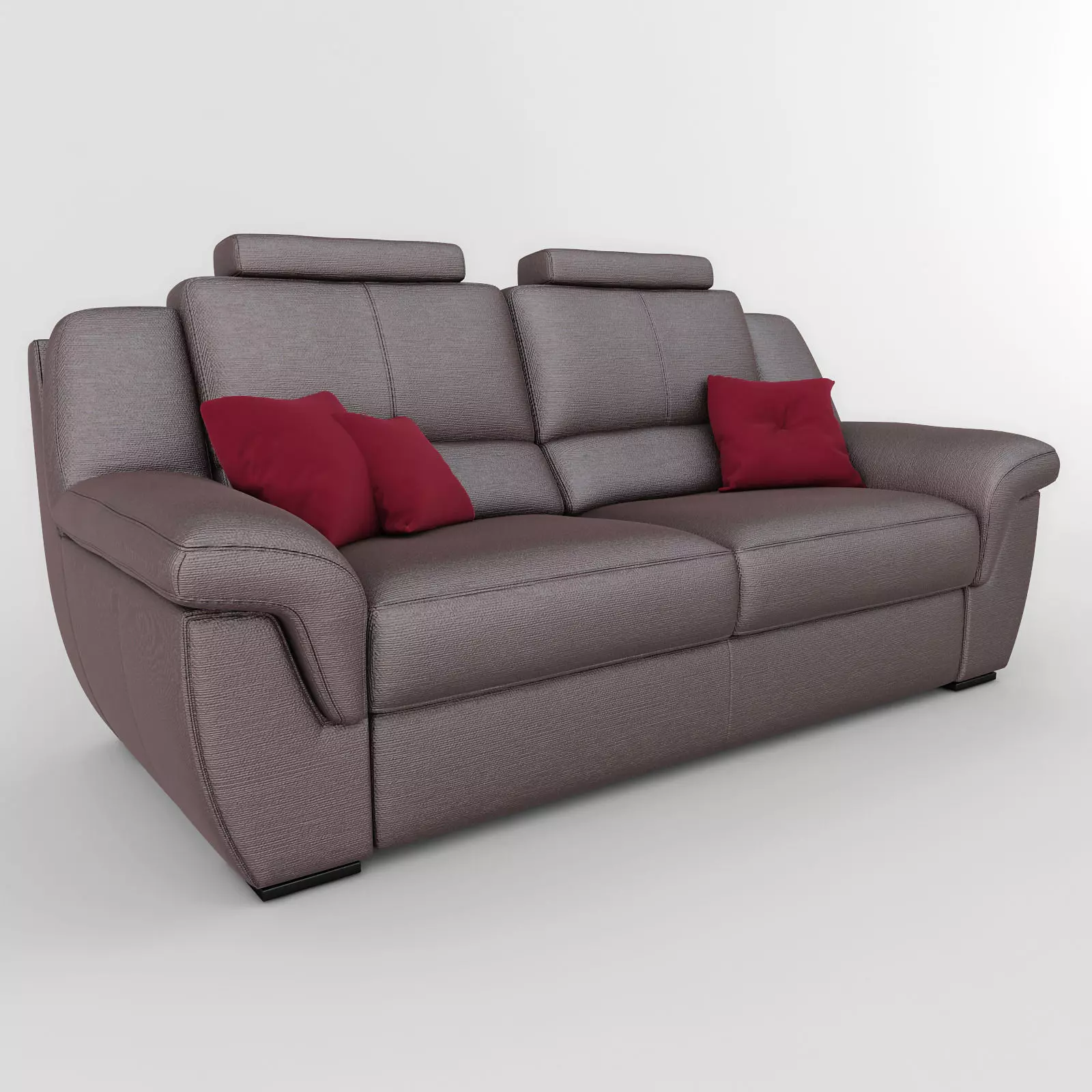 Sofa leather with pillows 3D model_0