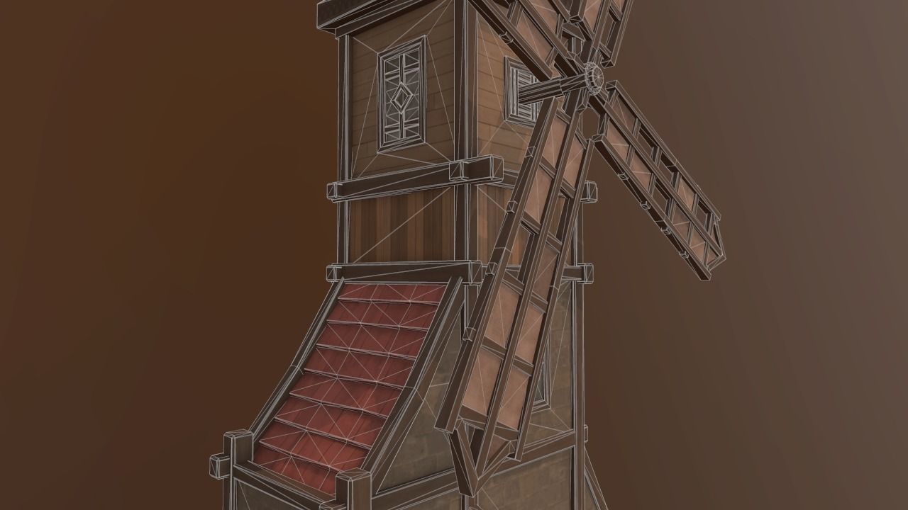 Windmill with Interior Low-poly 3D model_7