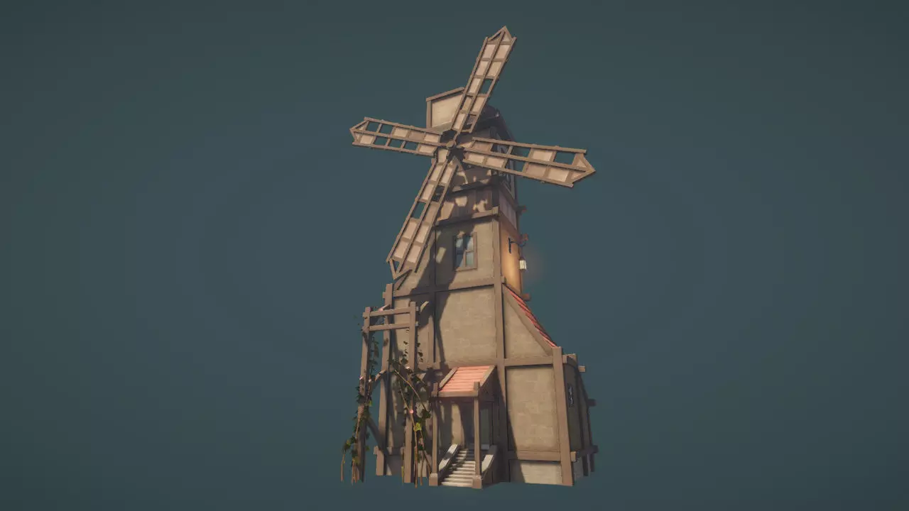 Windmill with Interior Low-poly 3D model_0