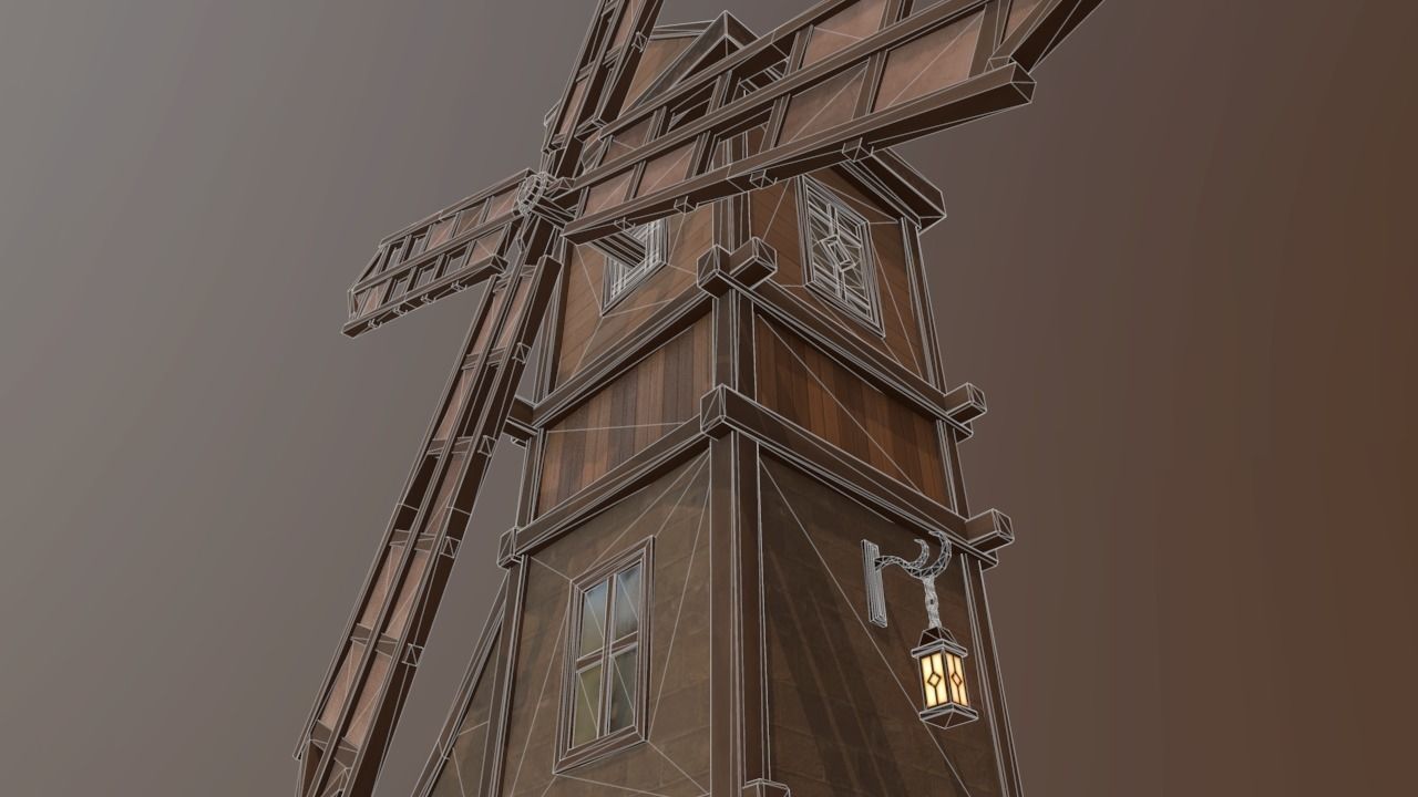 Windmill with Interior Low-poly 3D model_8