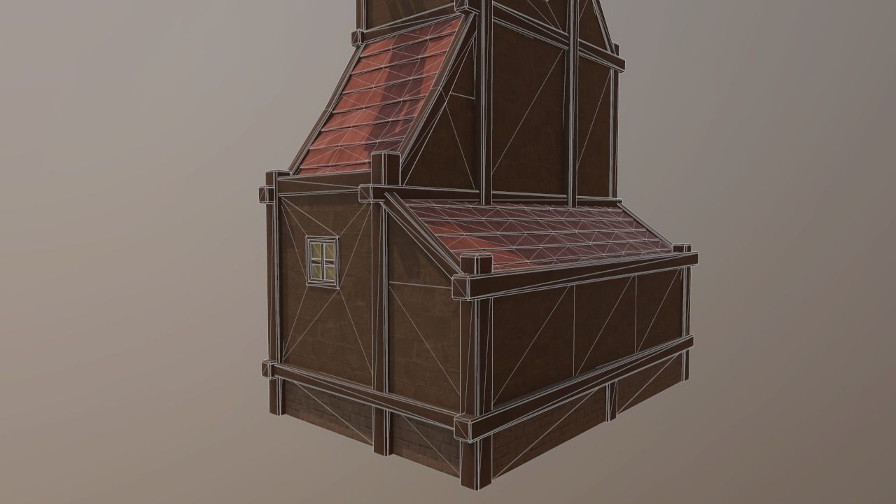 Windmill with Interior Low-poly 3D model_6