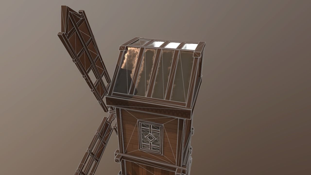 Windmill with Interior Low-poly 3D model_9