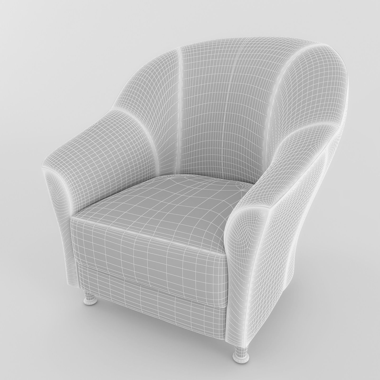 Chair maroon leather 3D model_5