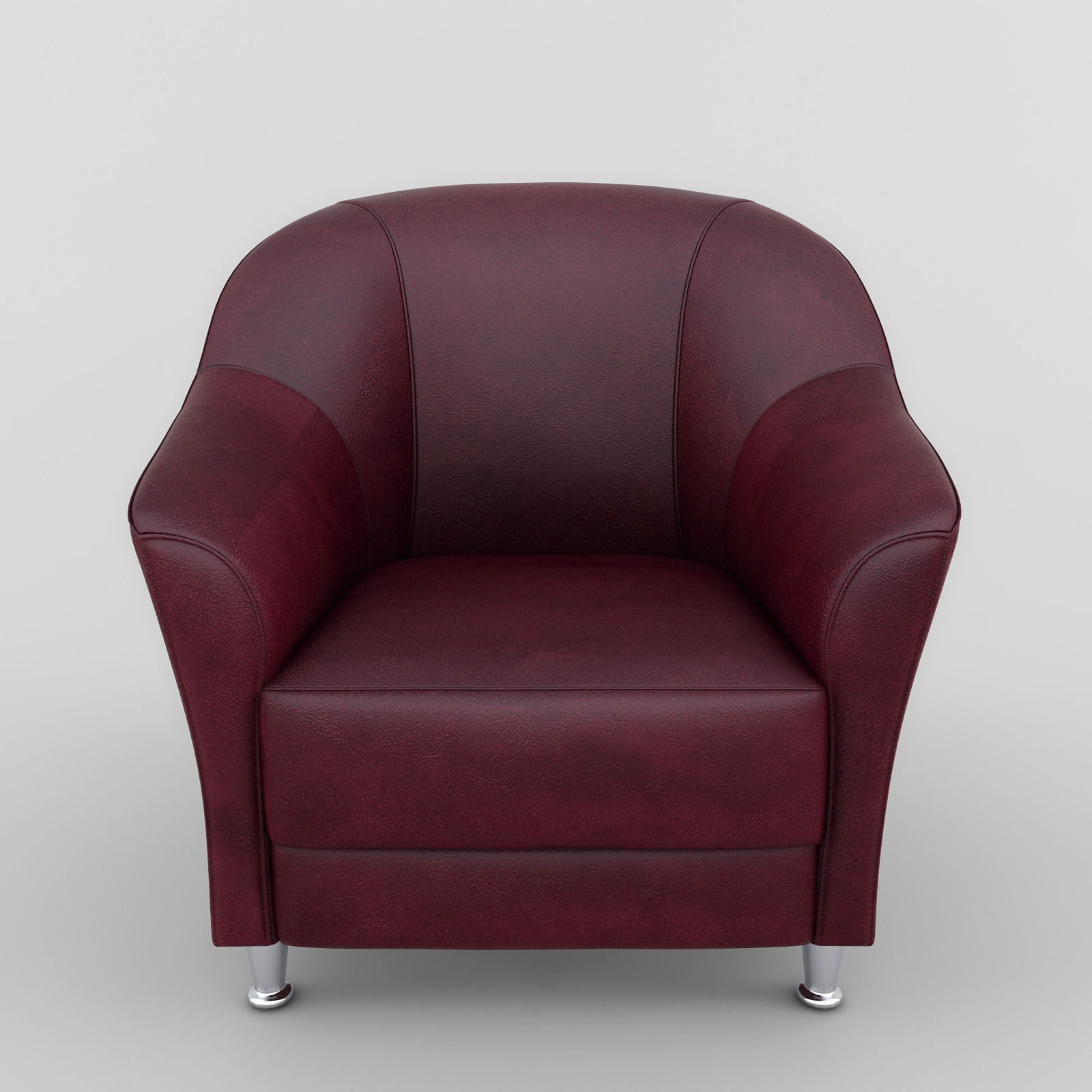 Chair maroon leather 3D model_2