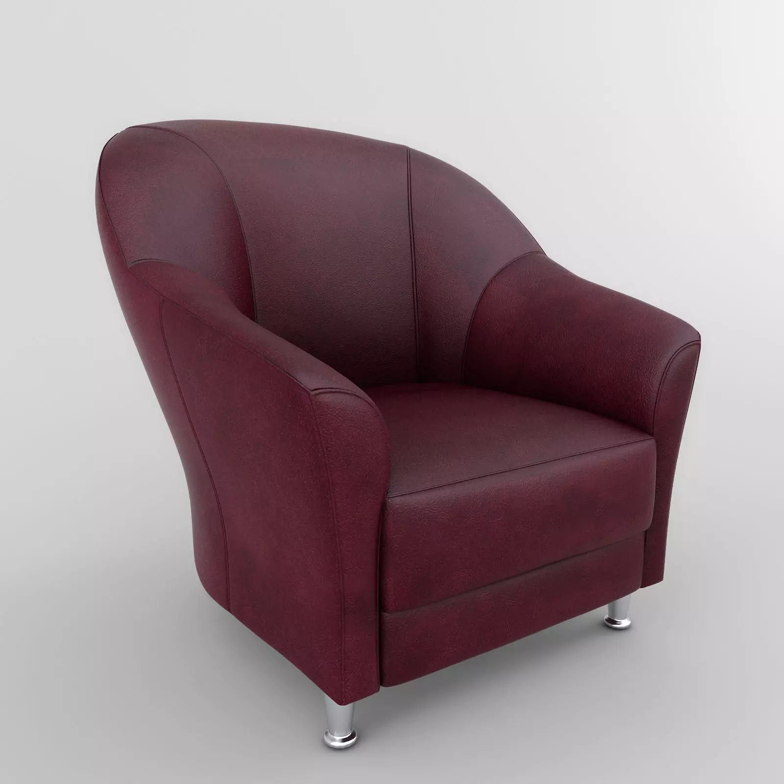 Chair maroon leather 3D model_0